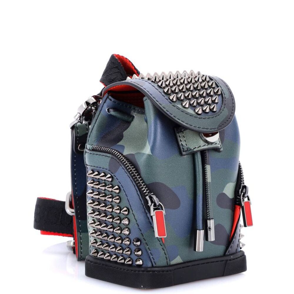 Christian Louboutin Explorafunk Keyring Crossbody Bag Spiked Printed Leather - Picture 2 of 6